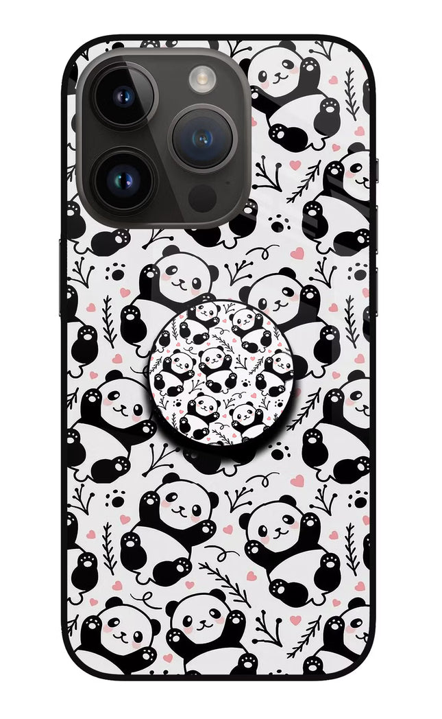 Cute Panda iPhone 14 Pro Glass Case
