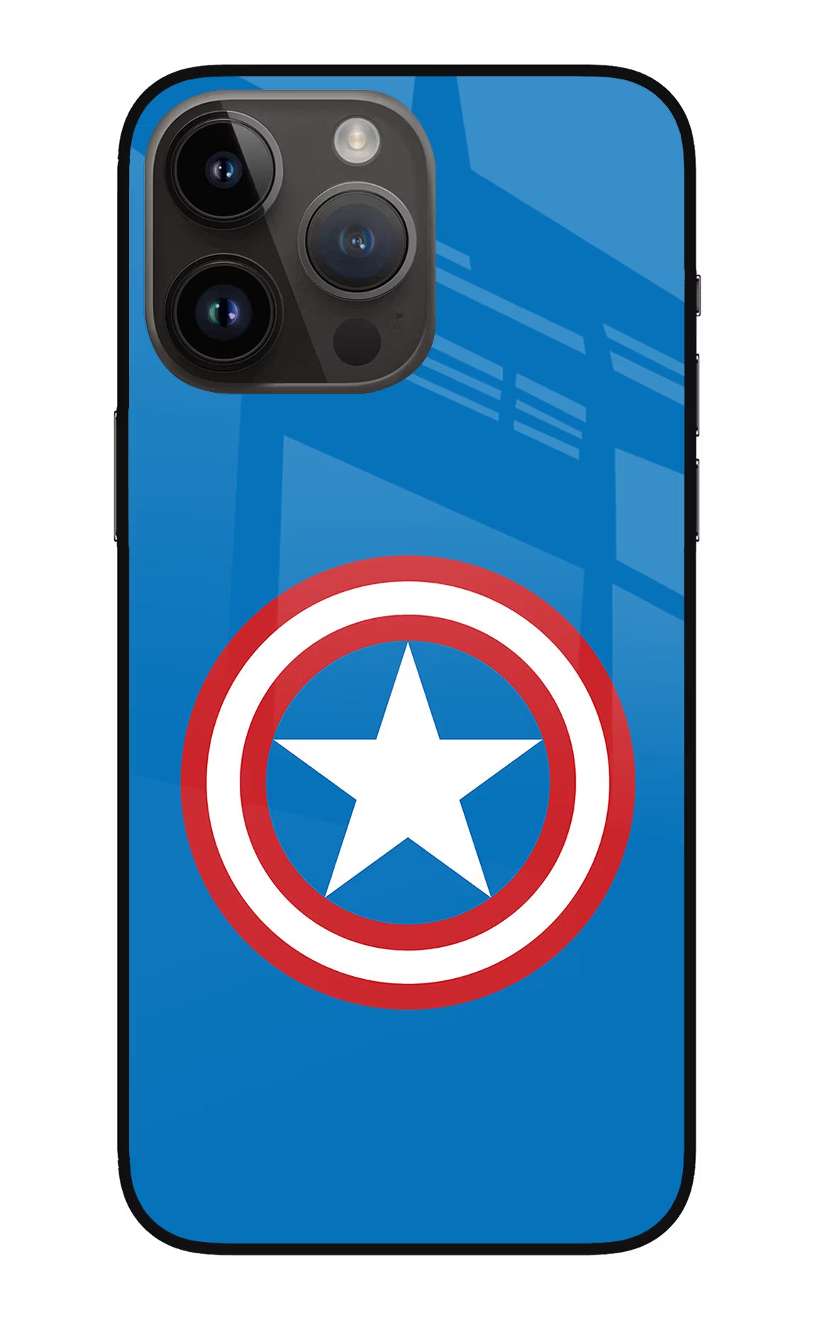 Captain America Logo iPhone 14 Pro Max Glass Case Back Cover by Casekaro