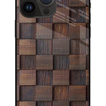Wooden Cube Design iPhone 14 Pro Max Glass Case