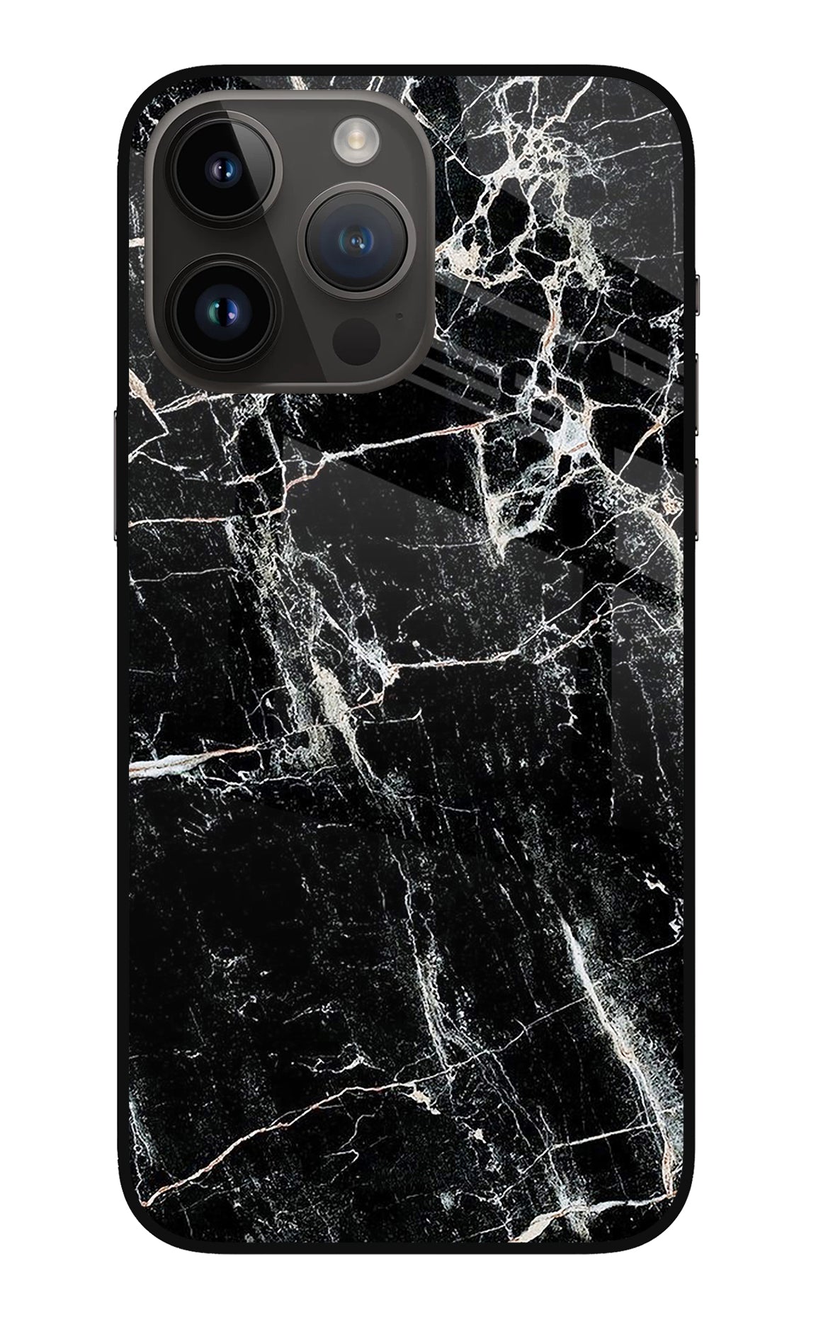 Black Marble Texture iPhone 14 Pro Max Glass Case