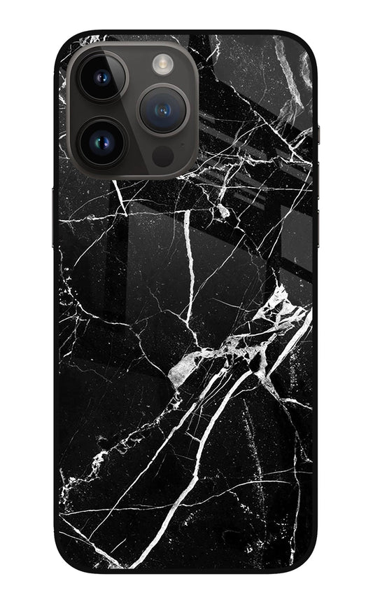 Black Marble Pattern iPhone 14 Pro Max Glass Case