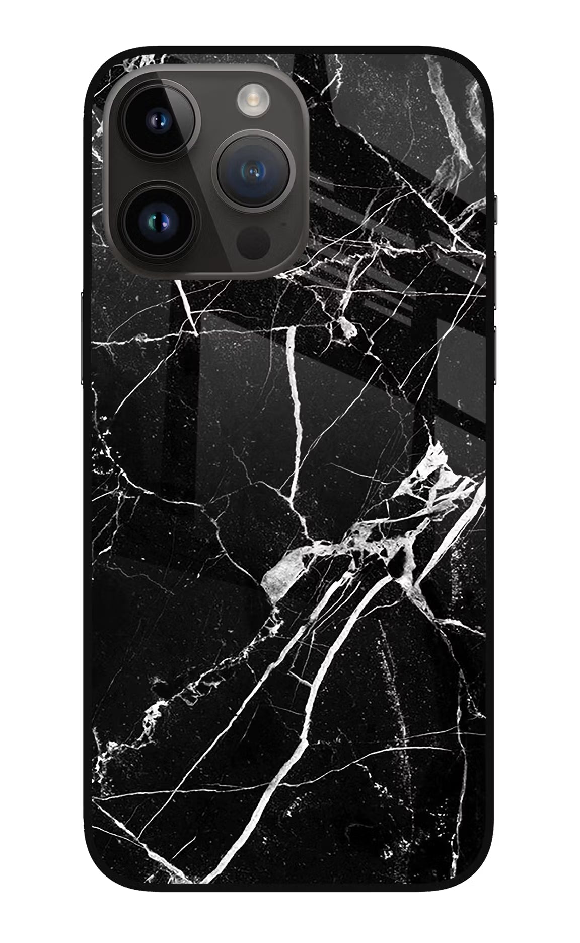 Black Marble Pattern iPhone 14 Pro Max Glass Case Back Cover by Casekaro