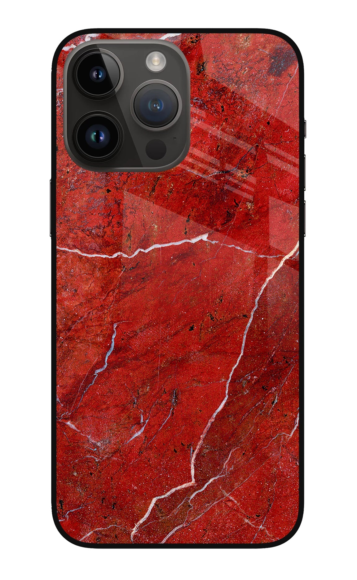 Red Marble Design iPhone 14 Pro Max Glass Case