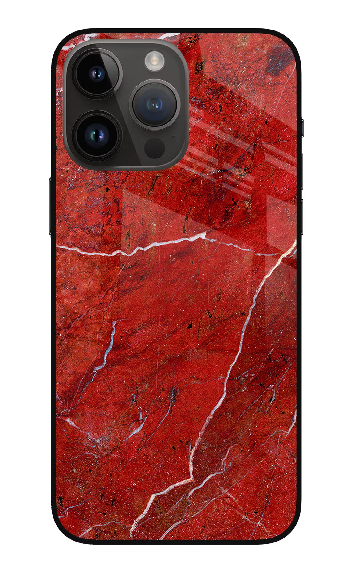 Red Marble Design iPhone 14 Pro Max Glass Case Back Cover by Casekaro
