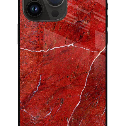 Red Marble Design iPhone 14 Pro Max Glass Case