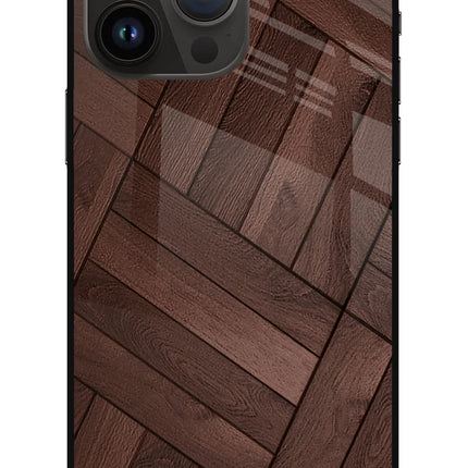 Wooden Texture Design iPhone 14 Pro Max Glass Case