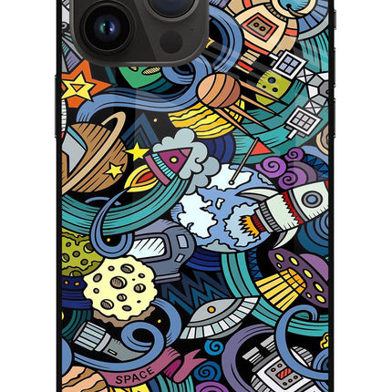 Space Abstract iPhone 14 Pro Max Glass Case