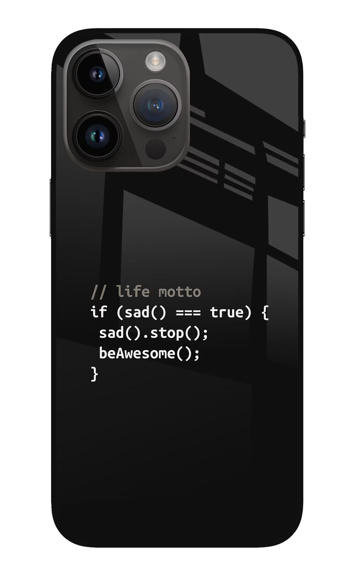 Life Motto Code iPhone 14 Pro Max Glass Case Back Cover by Casekaro