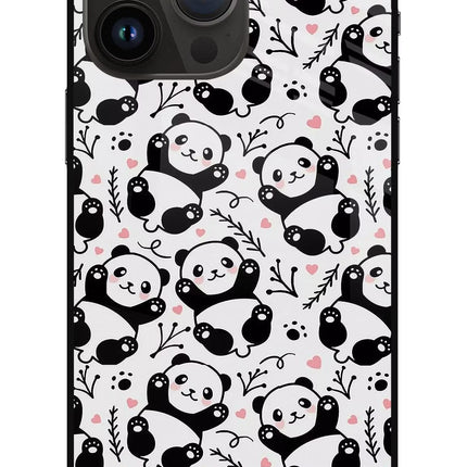 Cute Panda iPhone 14 Pro Max Glass Case