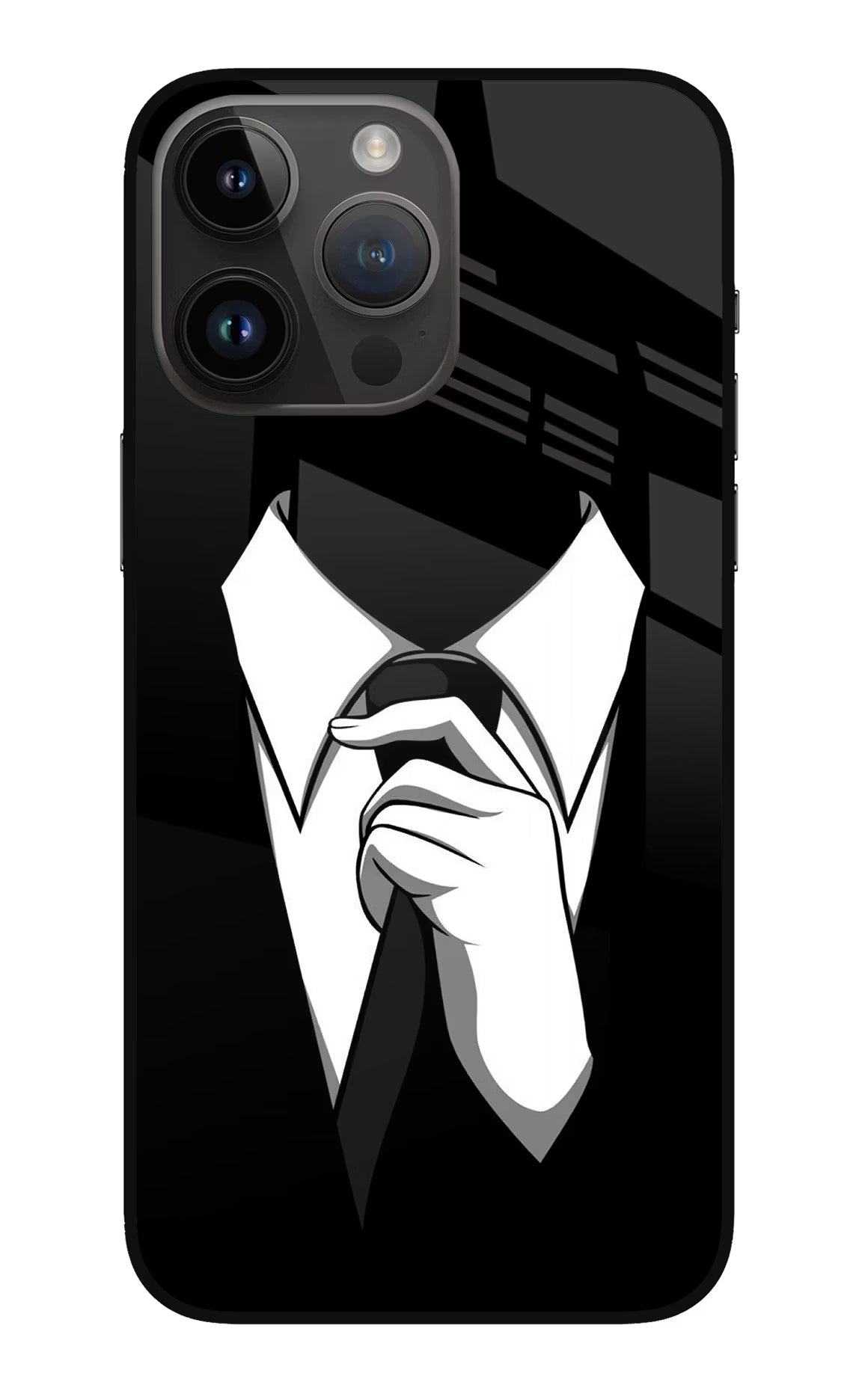 Black Tie iPhone 14 Pro Max Glass Case Back Cover by Casekaro