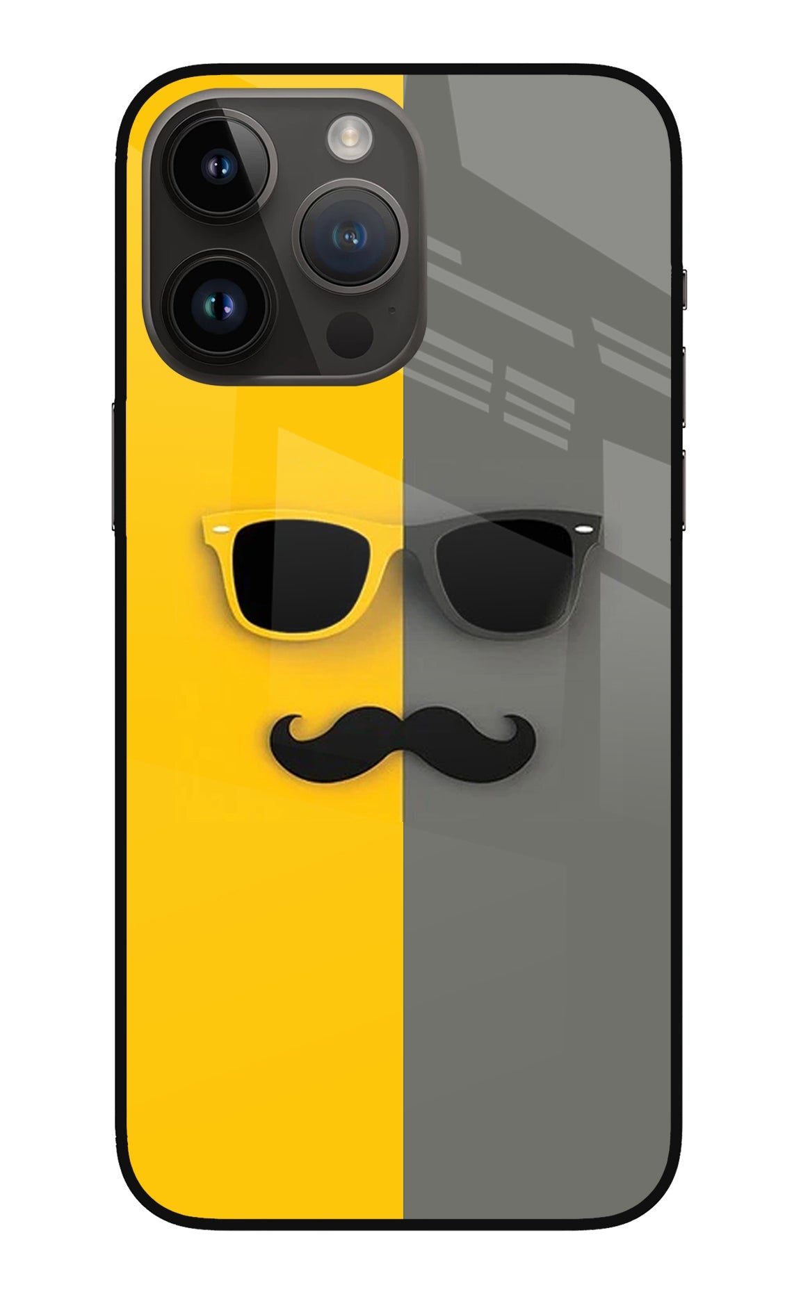 Sunglasses with Mustache iPhone 14 Pro Max Glass Case