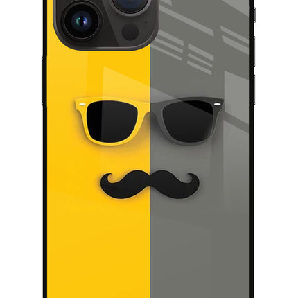 Sunglasses with Mustache iPhone 14 Pro Max Glass Case