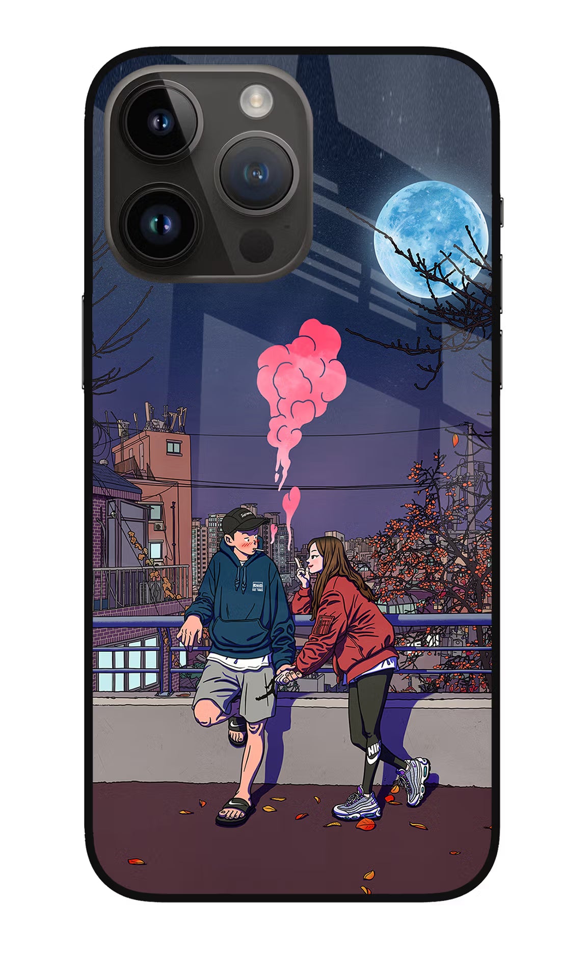 Chilling Couple iPhone 14 Pro Max Glass Case Back Cover by Casekaro