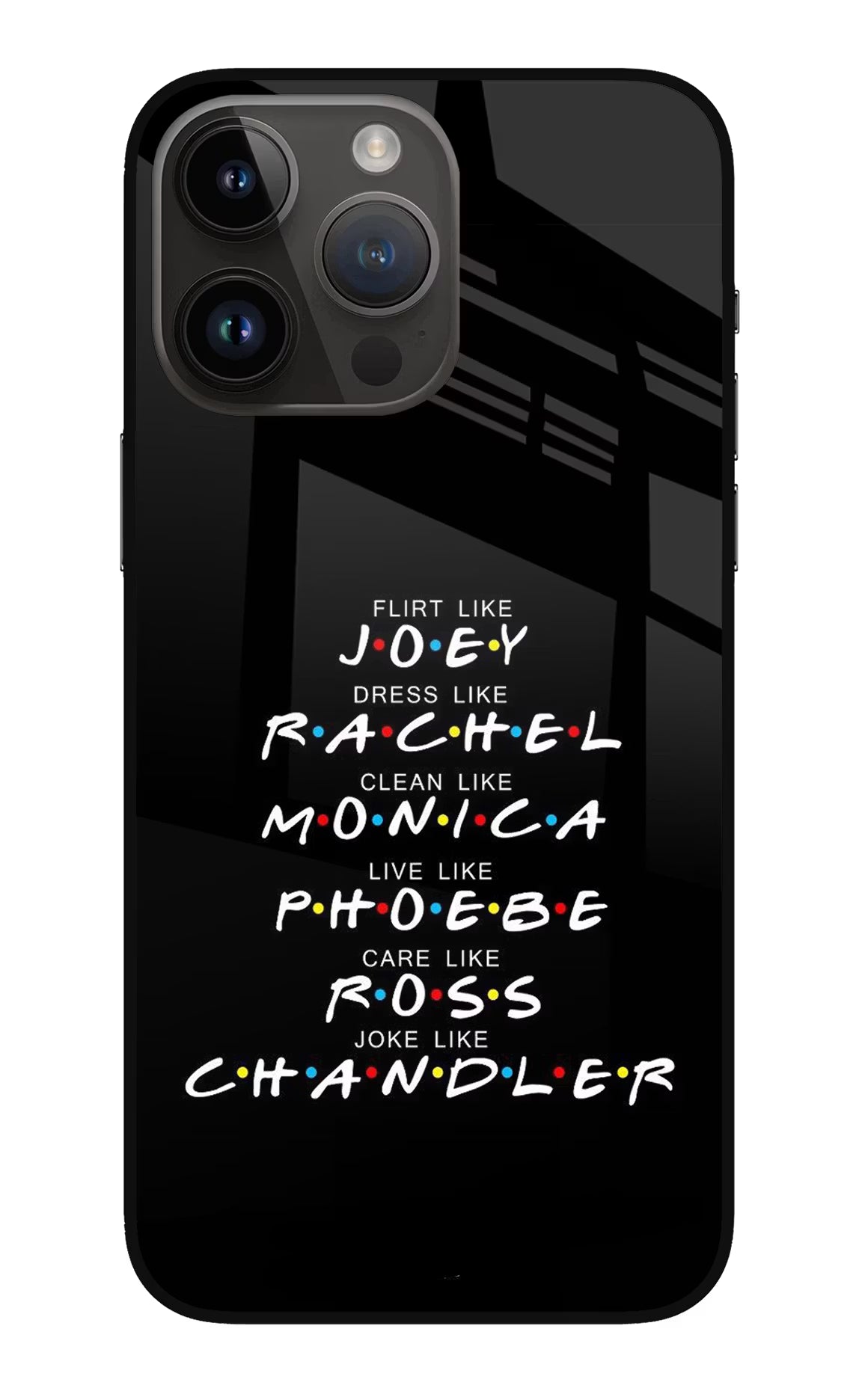 FRIENDS Character iPhone 14 Pro Max Glass Case Back Cover by Casekaro