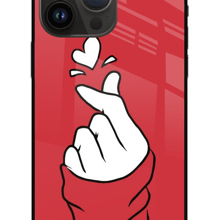 Korean Love Sign iPhone 14 Pro Max Glass Case