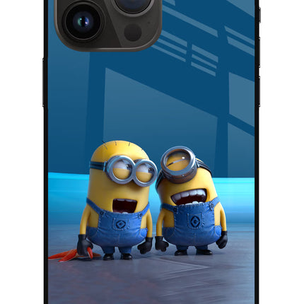 Minion Laughing iPhone 14 Pro Max Glass Case Back Cover by Casekaro