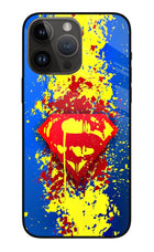 Superman logo iPhone 14 Pro Max Glass Case Back Cover by Casekaro
