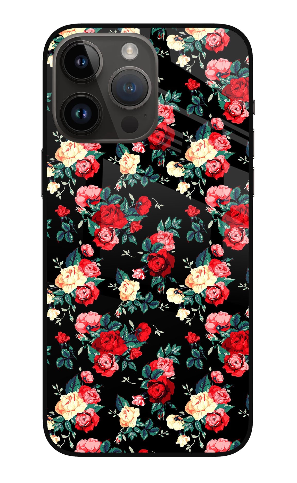 Rose Pattern iPhone 14 Pro Max Back Cover