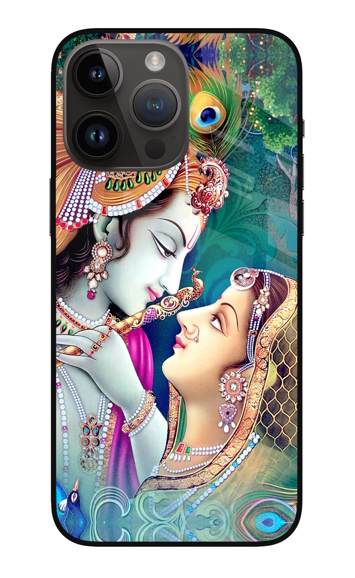 Lord Radha Krishna iPhone 14 Pro Max Glass Case Back Cover by Casekaro