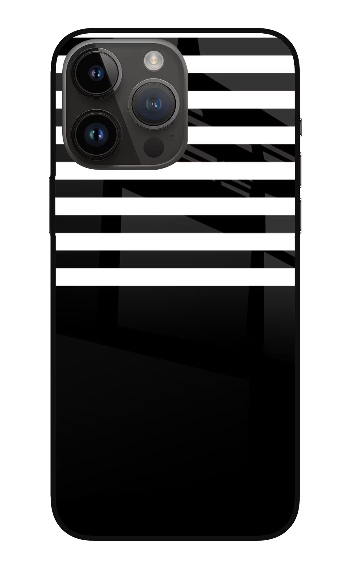 Black and White Print iPhone 14 Pro Max Glass Case Back Cover by Casekaro