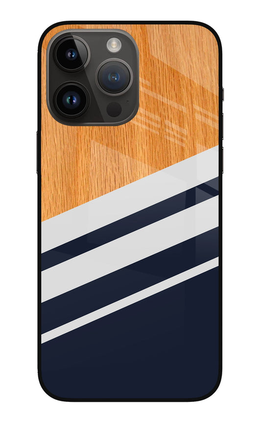 Blue and white wooden iPhone 14 Pro Max Glass Case