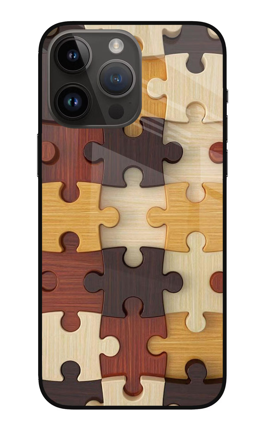 Wooden Puzzle iPhone 14 Pro Max Back Cover, Metal case