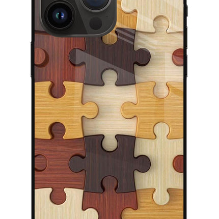 Wooden Puzzle iPhone 14 Pro Max Glass Case