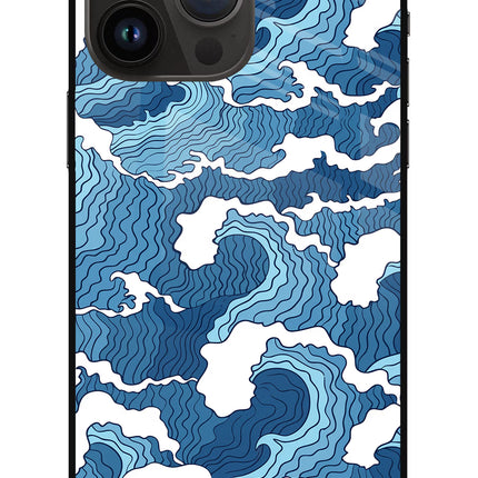 Blue Waves iPhone 14 Pro Max Glass Case
