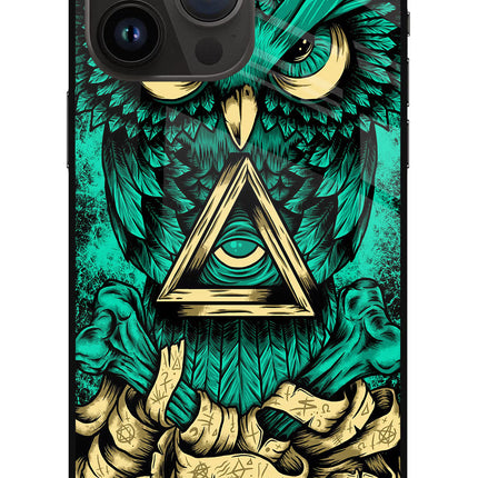 Green Owl iPhone 14 Pro Max Glass Case