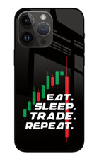 Eat Sleep Trade Repeat iPhone 14 Pro Max Glass Case
