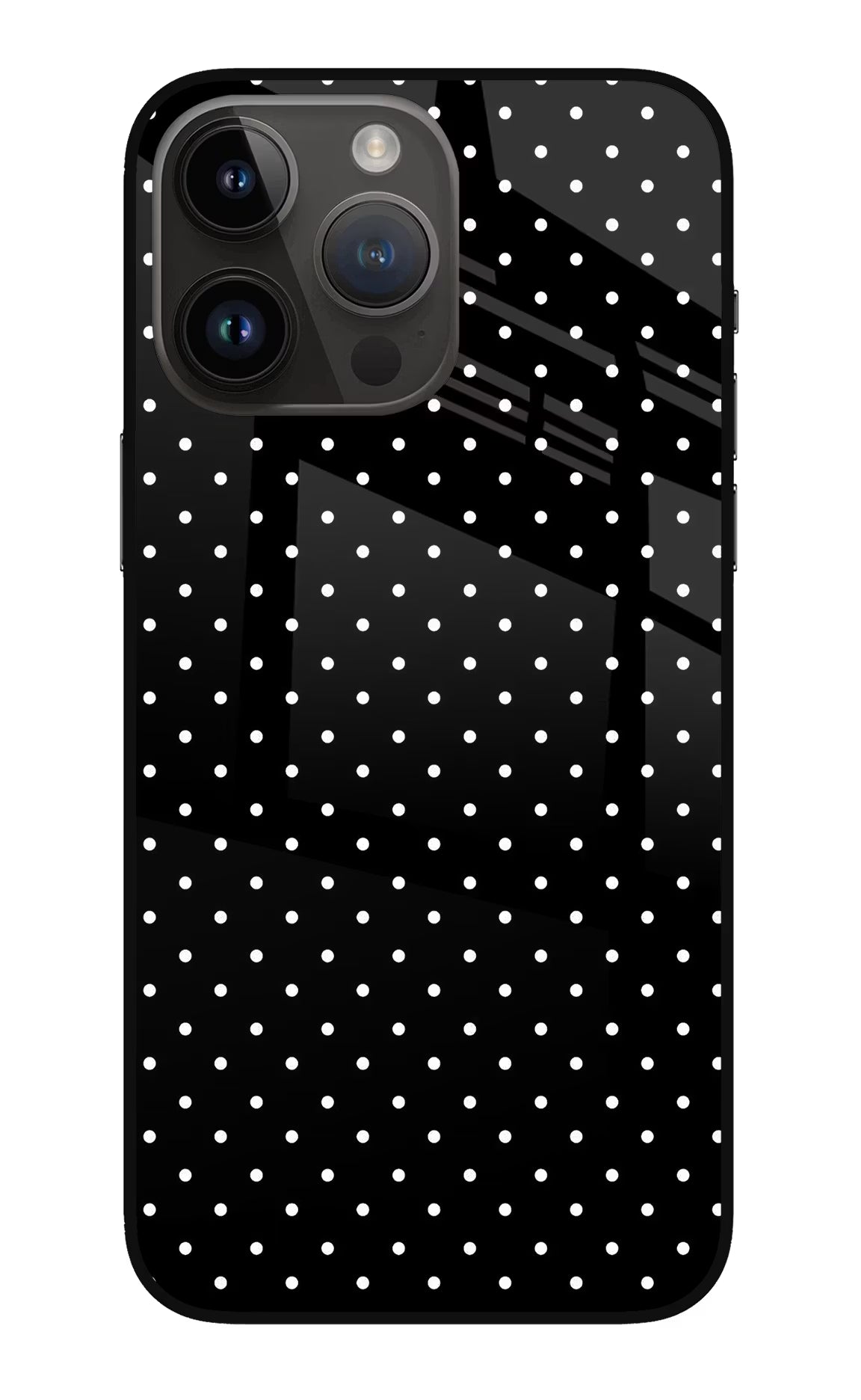 White Dots iPhone 14 Pro Max Glass Case Back Cover by Casekaro