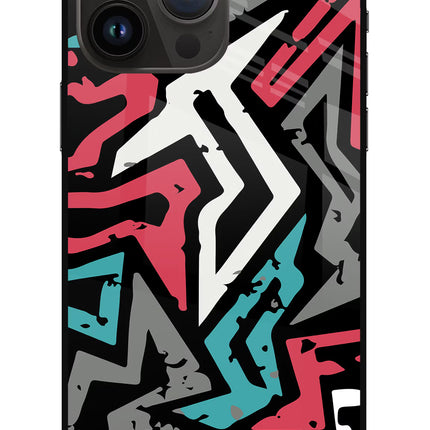 Geometric Graffiti iPhone 14 Pro Max Glass Case