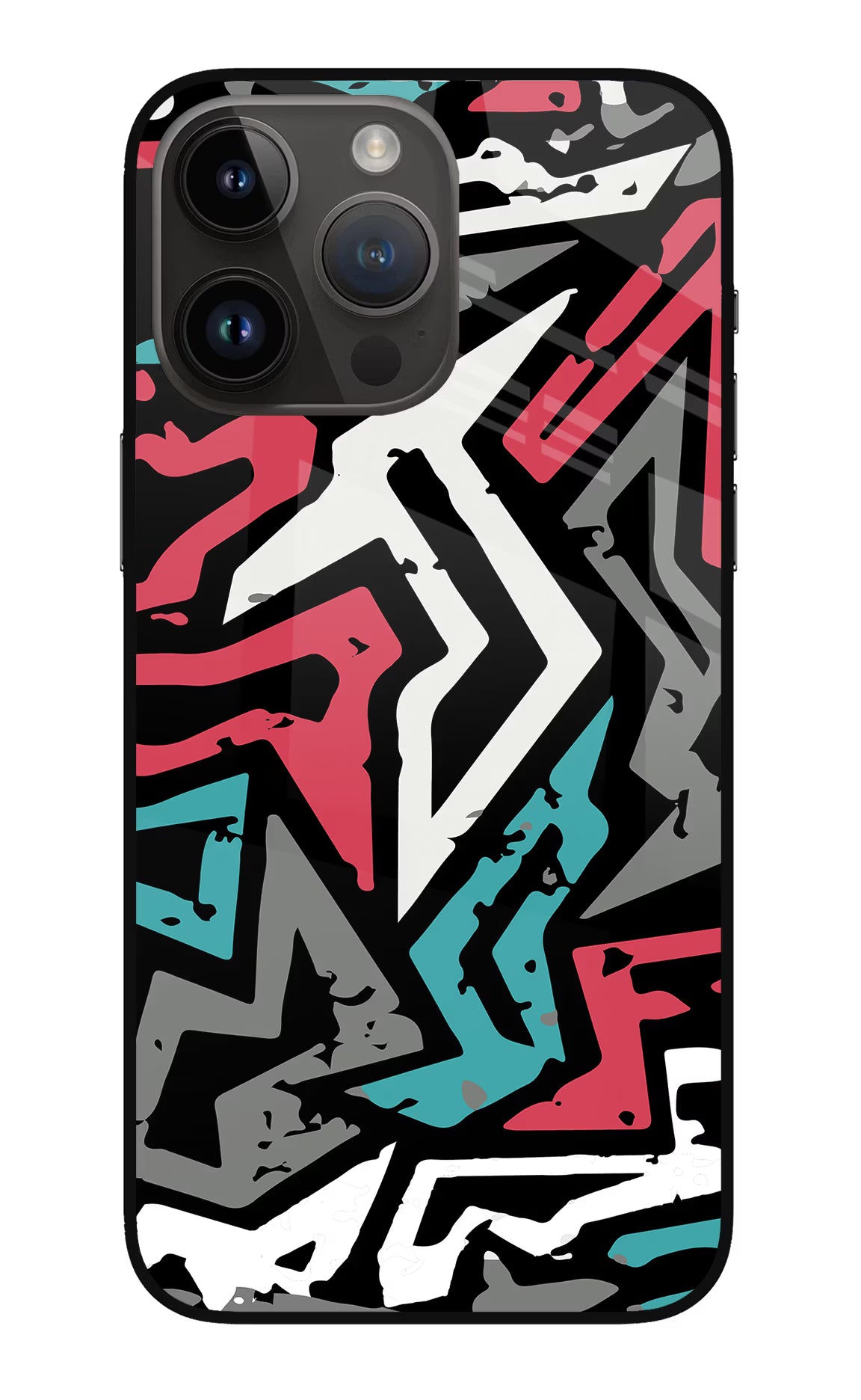 Geometric Graffiti iPhone 14 Pro Max Glass Case