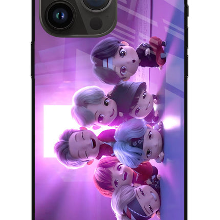 BTS Chibi iPhone 14 Pro Max Glass Case