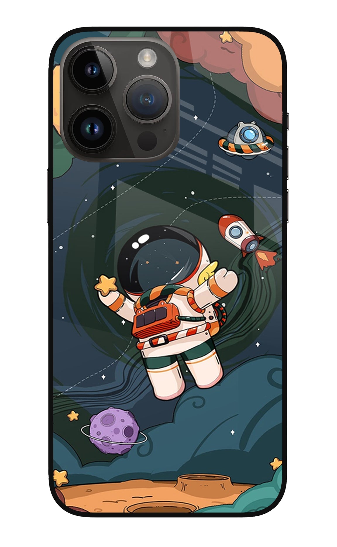 Cartoon Astronaut iPhone 14 Pro Max Back Cover