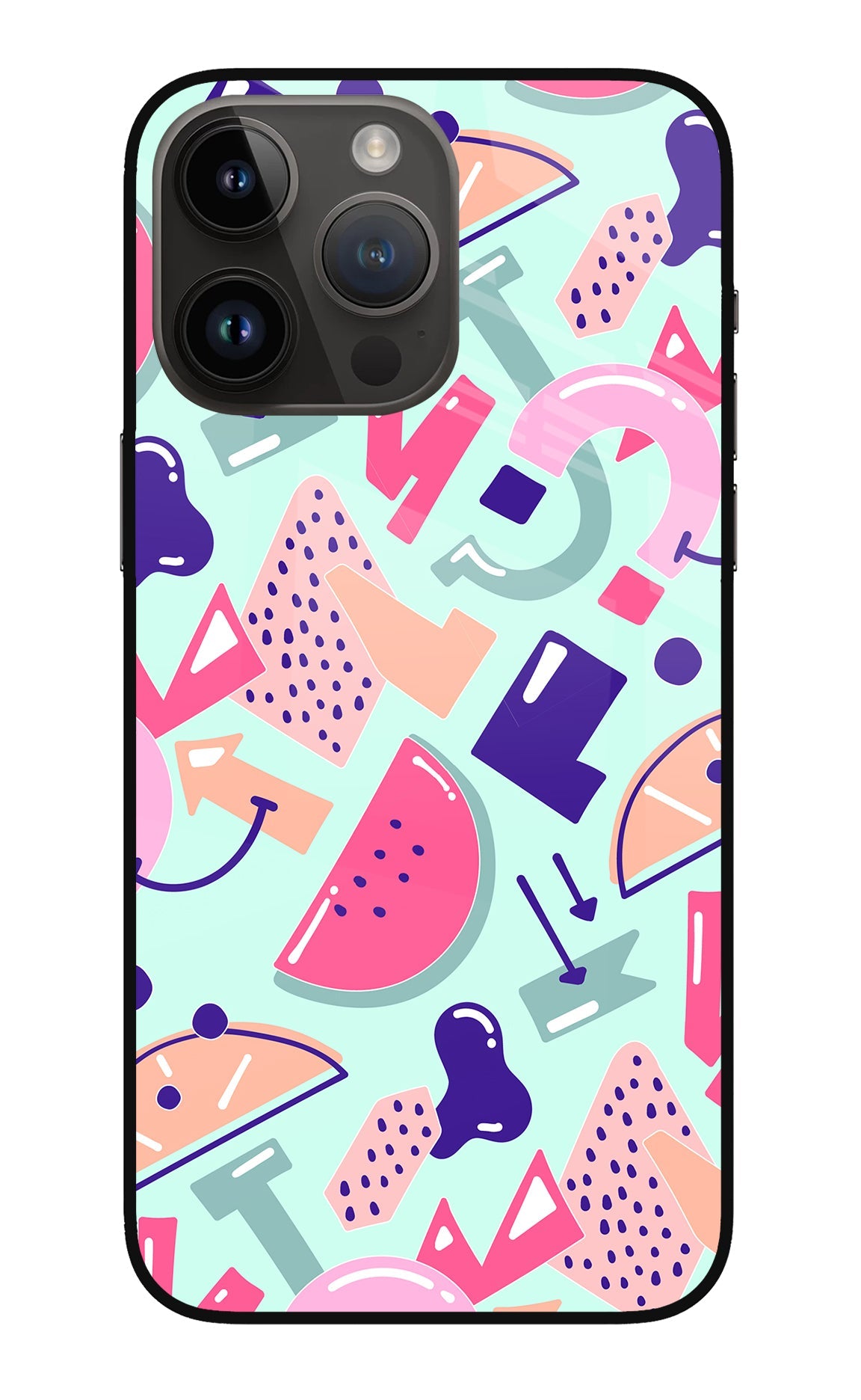 Doodle Pattern iPhone 14 Pro Max Glass Case