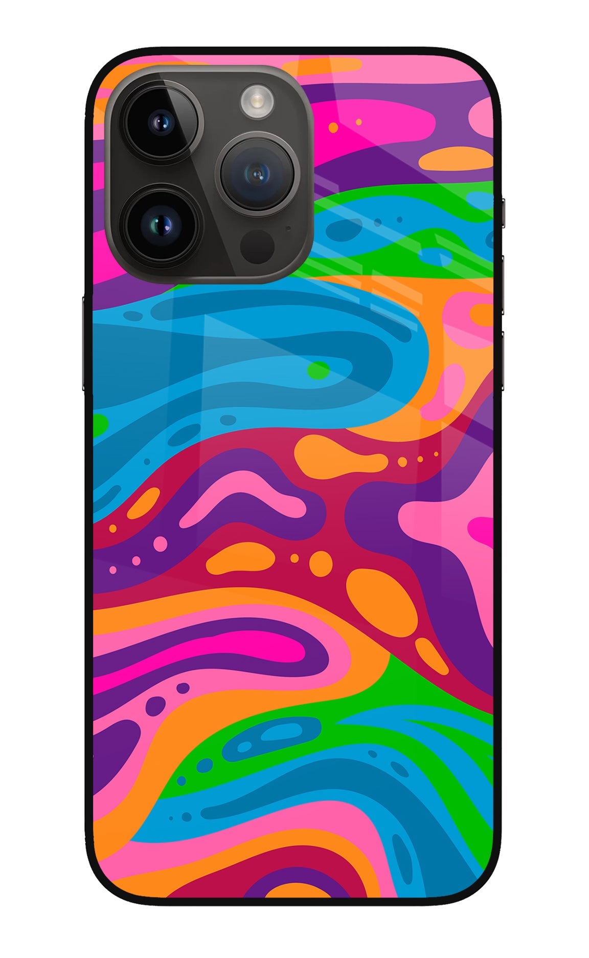 Trippy Pattern iPhone 14 Pro Max Glass Case