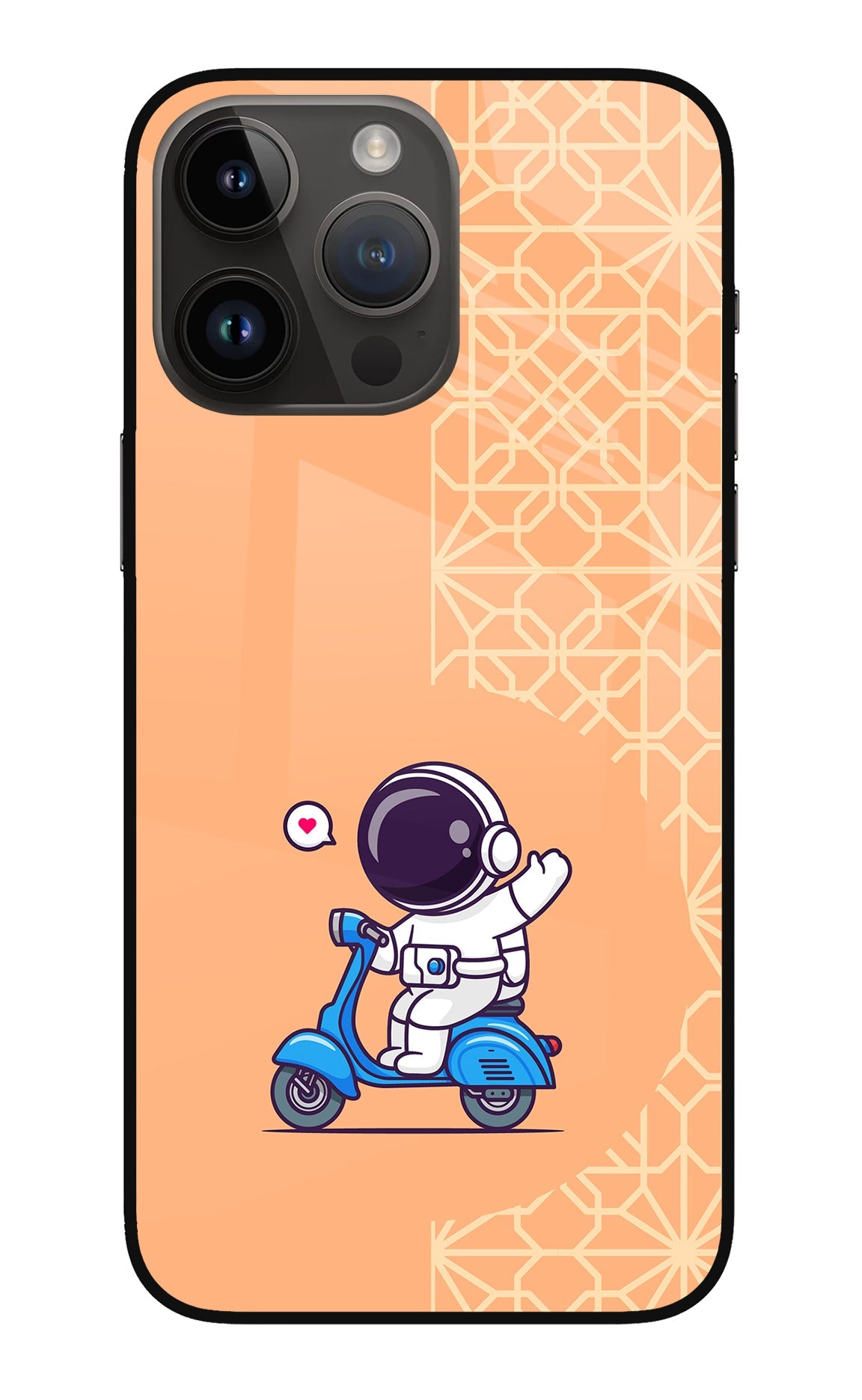 Cute Astronaut Riding iPhone 14 Pro Max Glass Case