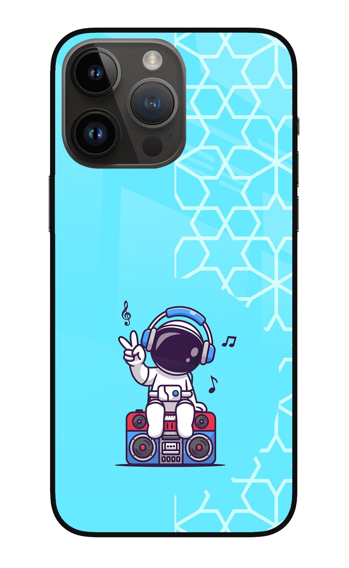 Cute Astronaut Chilling iPhone 14 Pro Max Glass Case