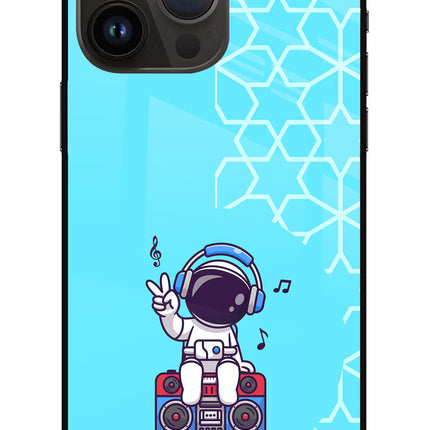 Cute Astronaut Chilling iPhone 14 Pro Max Glass Case