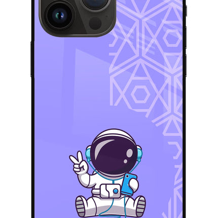 Cute Astronaut Chilling iPhone 14 Pro Max Glass Case