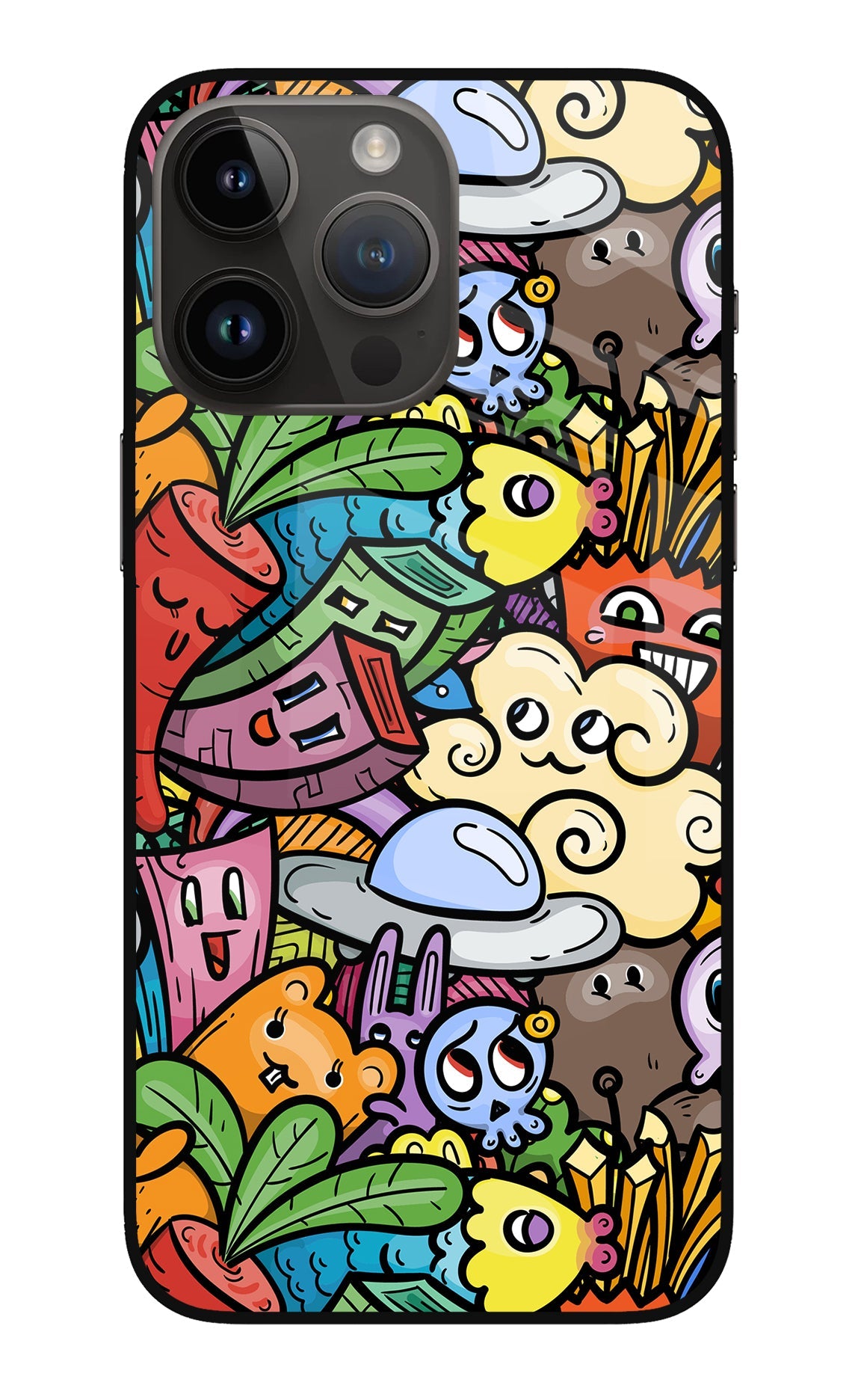 Veggie Doodle iPhone 14 Pro Max Glass Case