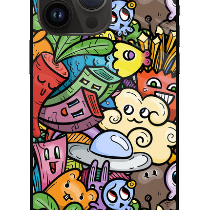 Veggie Doodle iPhone 14 Pro Max Glass Case