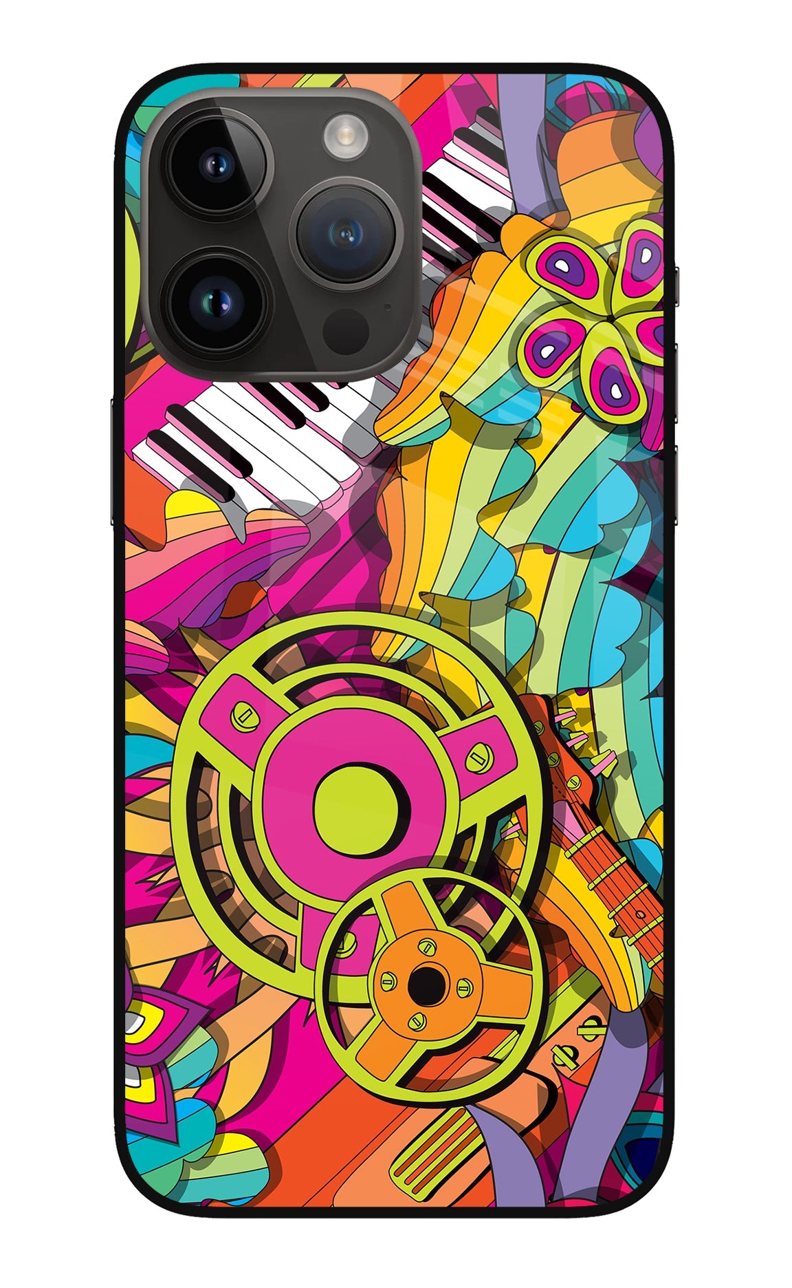 Music Doodle iPhone 14 Pro Max Glass Case