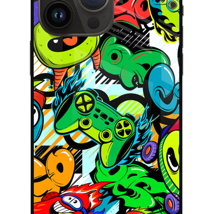 Game Doodle iPhone 14 Pro Max Glass Case