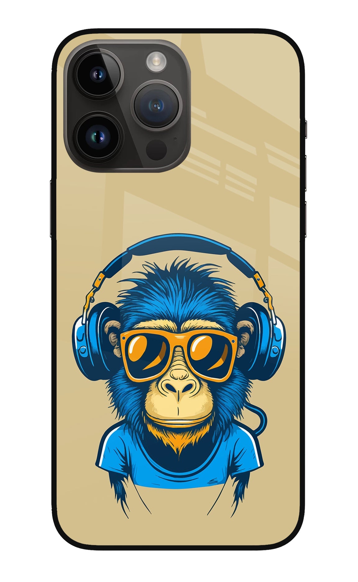 Monkey Headphone iPhone 14 Pro Max Glass Case