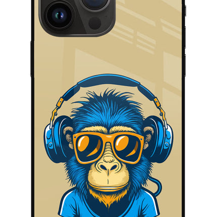 Monkey Headphone iPhone 14 Pro Max Glass Case