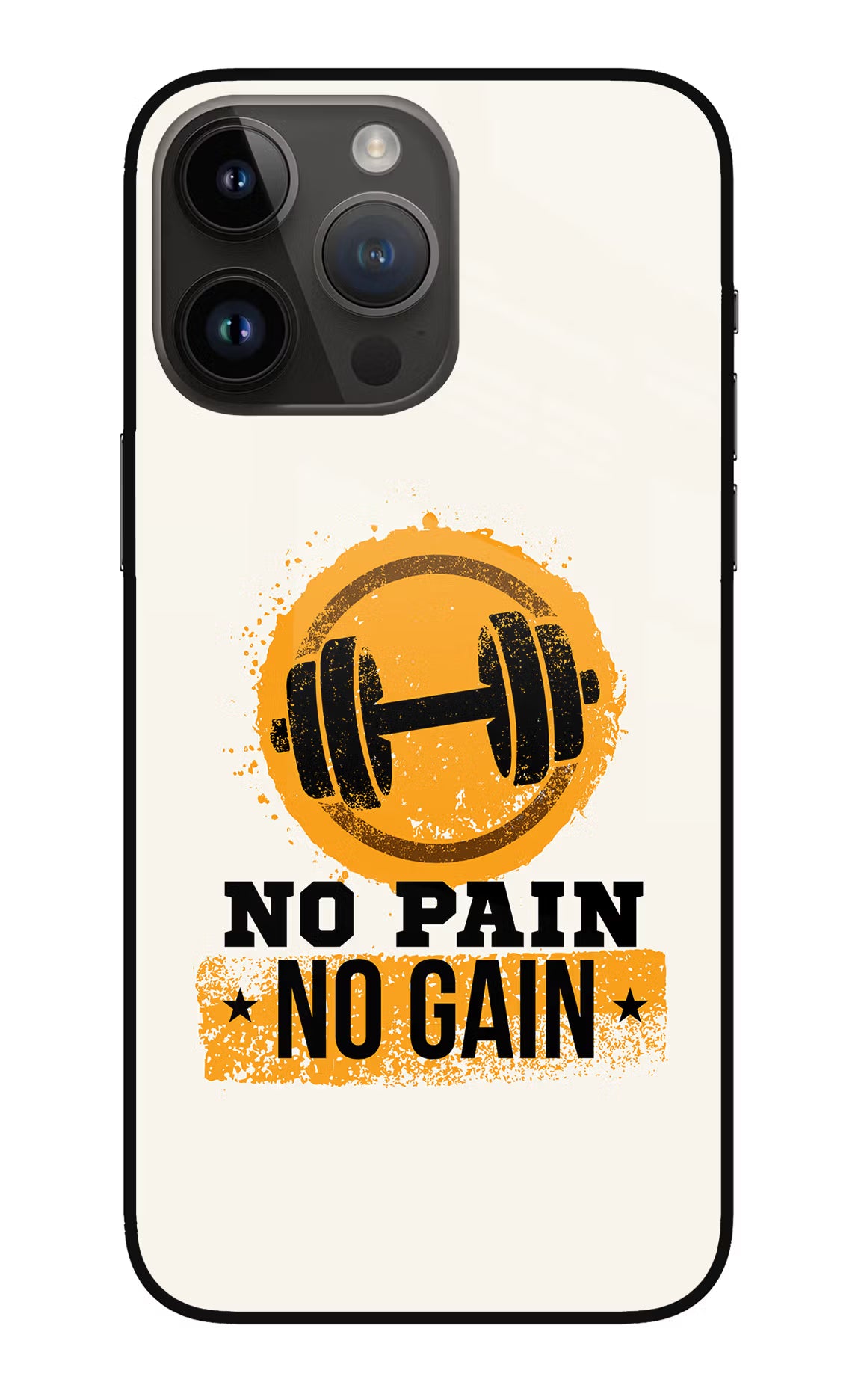 No Pain No Gain iPhone 14 Pro Max Glass Case Back Cover by Casekaro