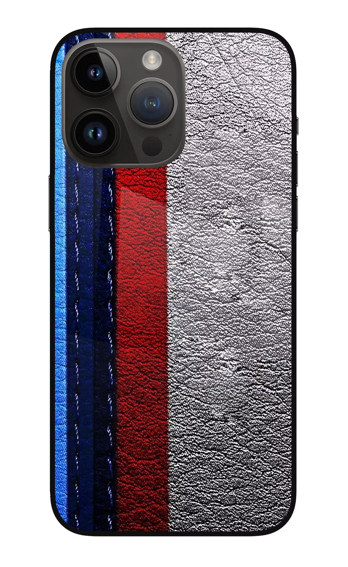 BMW Stripes iPhone 14 Pro Max Glass Case Back Cover by Casekaro