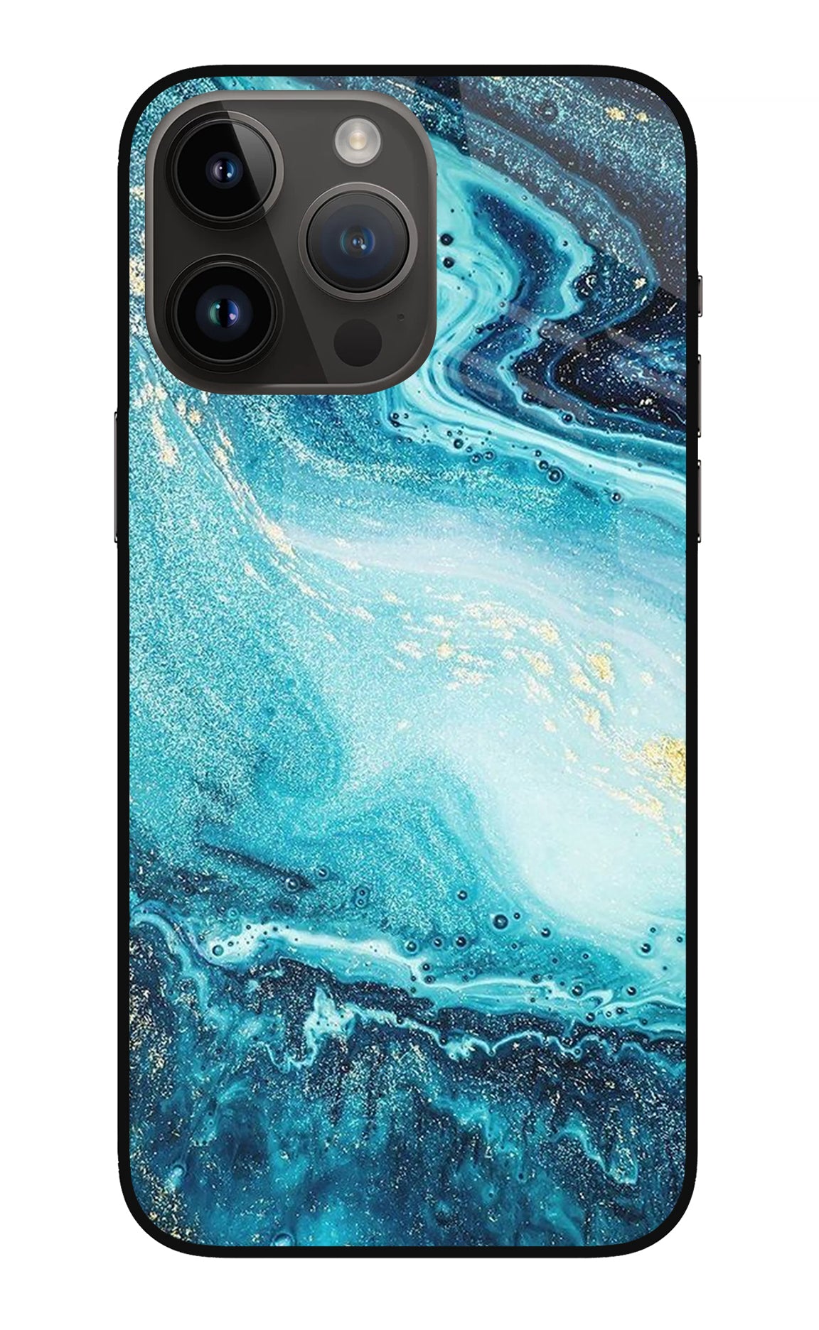 Blue Glitter Marble iPhone 14 Pro Max Back Cover